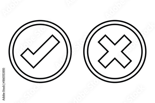 tick and cross buttons icon, green tick and red cross buttons icon, yes and no button icon, checkmark icon and cancle icon.