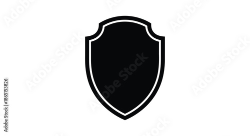 A striking black shield design with a bold outline providing a strong protective emblem silhouette