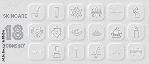 Skincare Icons Set, Beauty Products Symbols, Cosmetic Elements Collection