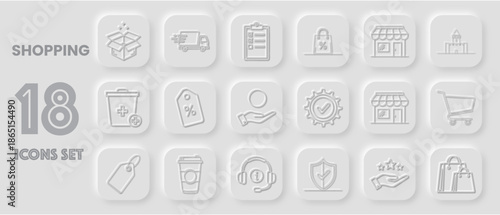 Shopping Icons Set, Ecommerce Delivery Discounts Security Elements