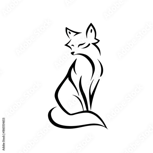 Elegant black and white fox illustration for versatile graphic design uses
