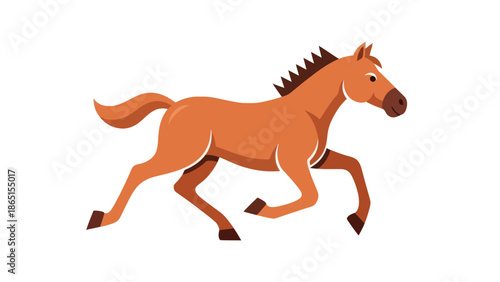 Cartoon Horse Running Illustration on White