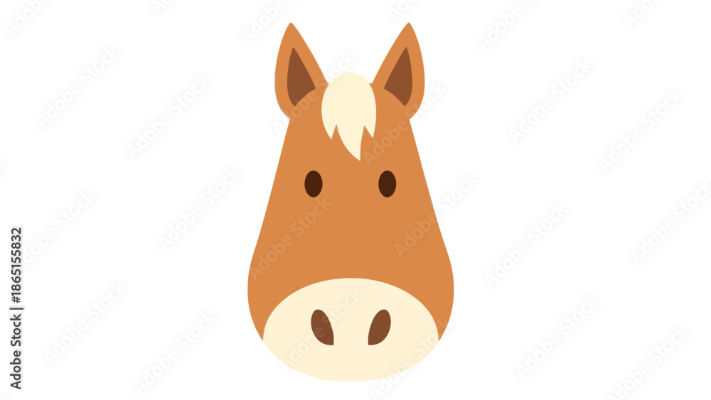 Obraz premium Cute Horse Face Cartoon Illustration