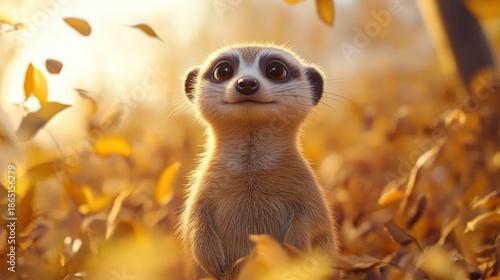 Wallpaper Mural Curious Meercat Standing Alert on Desert Sand, Wildlife Portrait, Desert Animal, African Wildlife, Natural Habitat, Mammal Torontodigital.ca