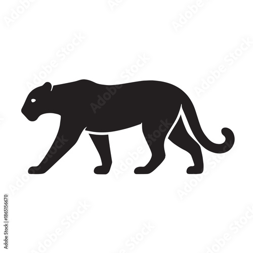 Powerful Panther Silhouette in Left-Facing Walking Pose