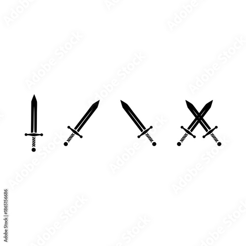 sword icon logo, symbol of courage, suitable for game icons
