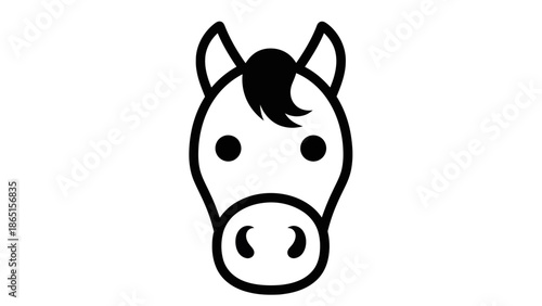 Horse head icon, cartoon style