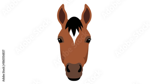 Horse head vector illustration, brown animal
