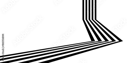 Abstract perspective line wave stripes with 3d dimensional effect. Eps10