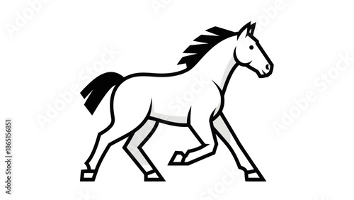 Horse icon, vector illustration, running horse