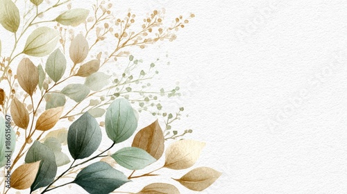 Elegant botanical watercolor with autumn leaves design for print and decor