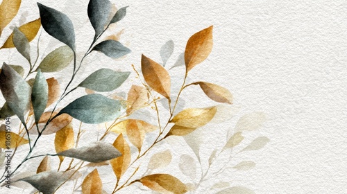 Elegant autumn leaves watercolor design for seasonal decor and invitations
