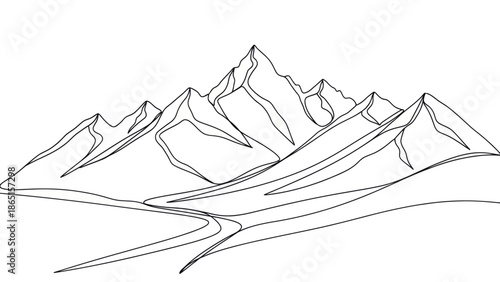Mountain Range Outline: Minimalist Landscape Art