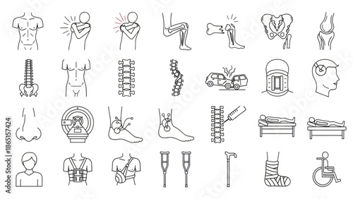 Orthopedic and Spine Care Icons Set