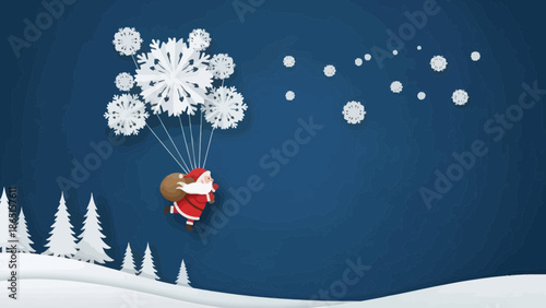 Santa Claus Delivery with Snowflake Parachute