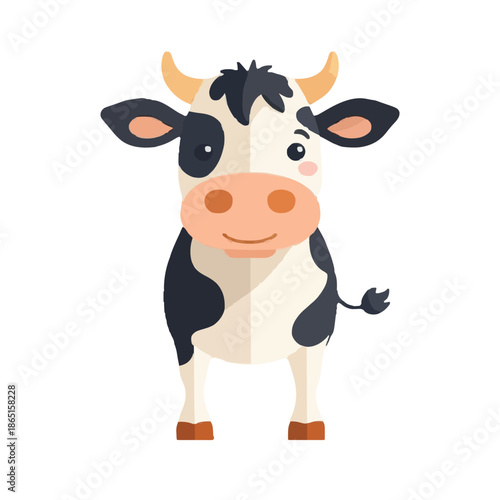 Flat colored cow icon illustration With plain background 