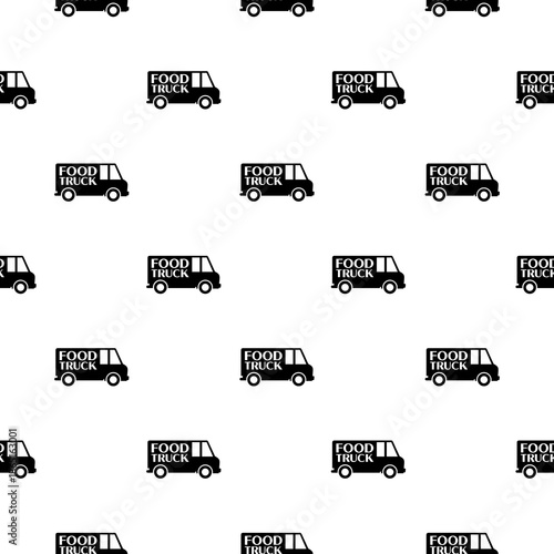 Food truck seamless pattern isolated on white background