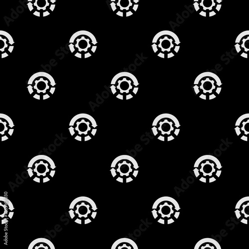 Gear rotate seamless pattern isolated on black background