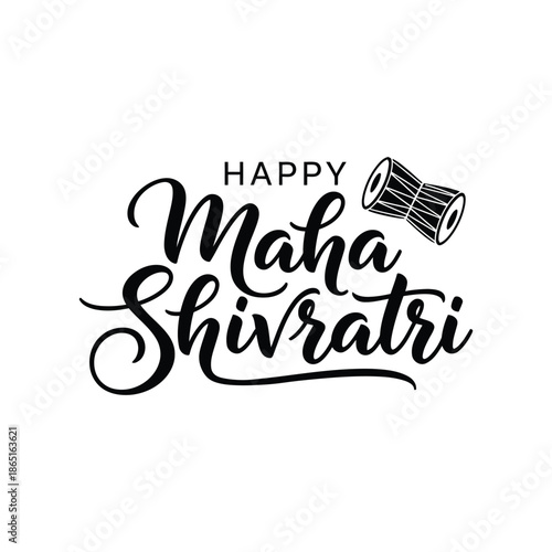 Happy Maha Shivratri typography silhouette design vector illustration