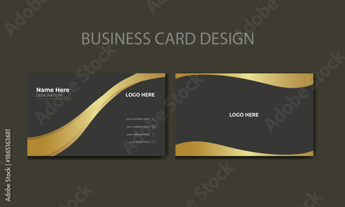 Creative and Clean Business Card Template, Set of black gold modern business card, Luxury, Gold, Black Business, Card Design