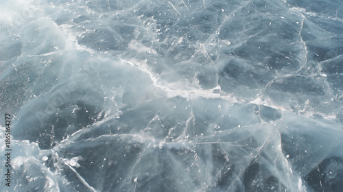 The water is frozen and has a lot of ice. The ice is spread out and has a lot of small pieces