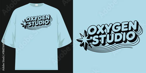 oxygen studio retro groovy warped distorted font text typography design vector illustration artwork t shirt design vector illustration artwork
