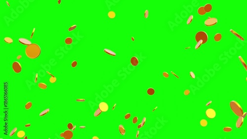 Wallpaper Mural Gold Coins Exploding Isolated on Green Screen 3D. Coin Rain with Alpha Channel. Falling Coin White Background Treasure Looping Coin Pattern. Business and Currency Concept Gold Coin Spinning in the Air Torontodigital.ca