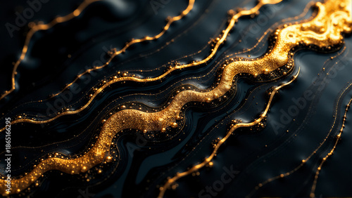 Liquid Gold & Black Marble Ink - High Quality