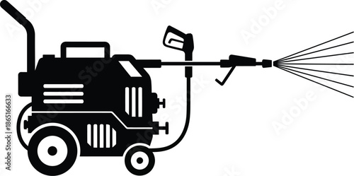 Pressure wash sprayer cleaner silhouette. 