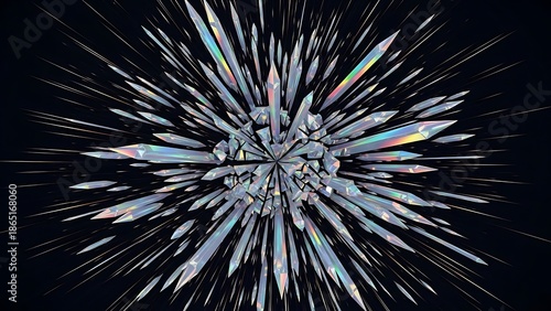 Exploding metallic shards abstract starburst