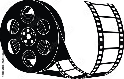 Film strip vector illustration. Retro vector film strip silhouette icon. 