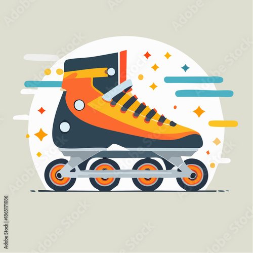 Rollerblade with wheels in motion
