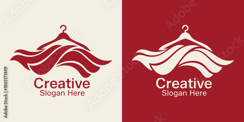 Minimalist hanger and cloth waves clothing logo