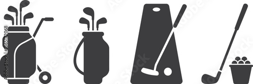 Minimal Golf Equipment Silhouette Vector Collection for Sports Branding, Posters and Infographics
