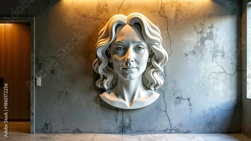 Wall relief human face ornament diagram