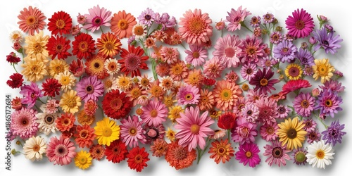 Vibrant Multicolored Floral Arrangement High-Resolution Image - Assorted Flowers on White Background