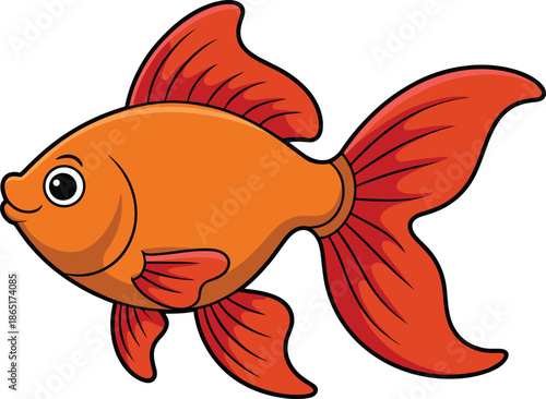 Goldfish cartoon, bright orange aquatic illustration, friendly pet fish drawing, children’s book art, educational design, animated aquatic life, playful mascot image