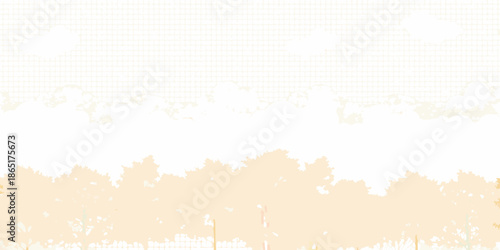 Abstract background featuring a white and pale orange gradient with tree silhouettes
