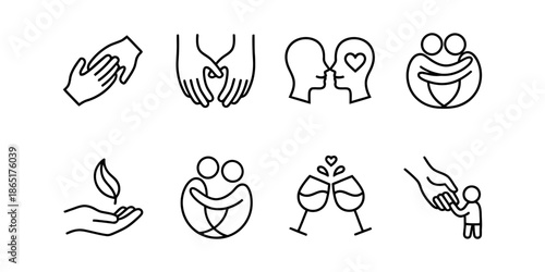 Collection of vector designs, affection symbol icon set with modern, simple, clean and abstract style.