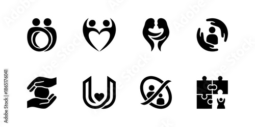 Collection of vector designs, affection symbol icon set with modern, simple, clean and abstract style.