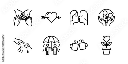 Collection of vector designs, affection symbol icon set with modern, simple, clean and abstract style.