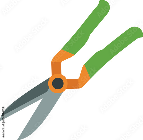 Garden pruning shears illustration isolated on white background, hand tool for gardening, trimming plants, landscaping, horticulture, maintenance concept design