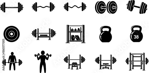 Gym Fitness Icon Set – Workout & Health Vector Symbols
