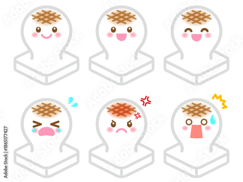 かわいいお餅の喜怒哀楽表情イラスト素材セット