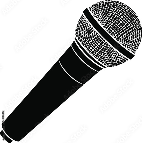 Solid microphone icon representing audio recording and sound performance visually