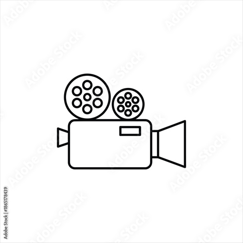 Simple outline of a vintage movie camera for cinematic media