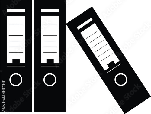 Simple outline of an office binder icon in grayscale
