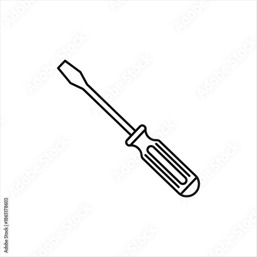 Simple grayscale outline of a screwdriver for maintenance and repair