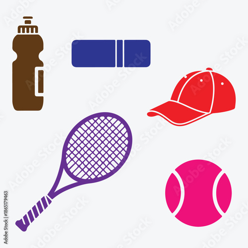 A vibrant collection of essential tennis equipment and accessories for a sporty lifestyle