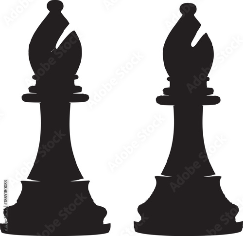 Chess Bishop Piece Silhouettes for Strategy Games and Professional Board Game Competition Visuals